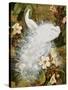 White Peacocks on Pink Hibiscus-Jesse Arms Botke-Stretched Canvas