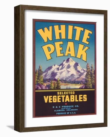 White Peak Vegetable Label - Alamosa, CO-Lantern Press-Framed Art Print