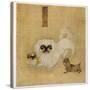 White Pekingese Dog and Puppies as Depicted in an Imperial Dog Book-null-Stretched Canvas