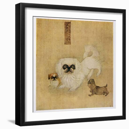 White Pekingese Dog and Puppies as Depicted in an Imperial Dog Book-null-Framed Premium Photographic Print