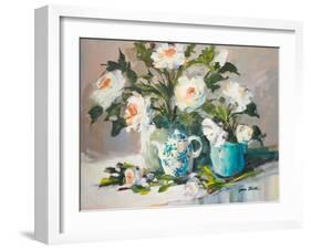 White Peonies II-Jane Slivka-Framed Art Print