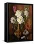 White Peonies in a Glazed Victorian Vase-Albert Williams-Framed Stretched Canvas