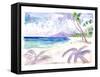 White Playa Las Teresitas Tenerife with View of Teide-M. Bleichner-Framed Stretched Canvas