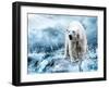 White Polar Bear Hunter On The Ice In Water Drops-yuran-78-Framed Photographic Print