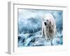 White Polar Bear Hunter On The Ice In Water Drops-yuran-78-Framed Photographic Print