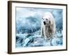 White Polar Bear Hunter On The Ice In Water Drops-yuran-78-Framed Photographic Print