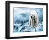 White Polar Bear Hunter On The Ice In Water Drops-yuran-78-Framed Photographic Print