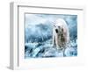 White Polar Bear Hunter On The Ice In Water Drops-yuran-78-Framed Photographic Print