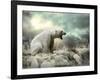 White Polar Bear Hunter on the Ice in Water Drops.-Andrey Yurlov-Framed Photographic Print