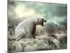 White Polar Bear Hunter on the Ice in Water Drops.-Andrey Yurlov-Mounted Photographic Print