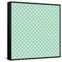 White Polka Dots on a Retro Vintage Mint Green Background-IngaLinder-Framed Stretched Canvas