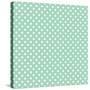 White Polka Dots on a Retro Vintage Mint Green Background-IngaLinder-Stretched Canvas