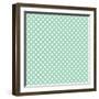 White Polka Dots on a Retro Vintage Mint Green Background-IngaLinder-Framed Art Print