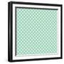 White Polka Dots on a Retro Vintage Mint Green Background-IngaLinder-Framed Art Print