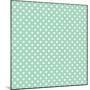 White Polka Dots on a Retro Vintage Mint Green Background-IngaLinder-Mounted Art Print