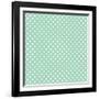 White Polka Dots on a Retro Vintage Mint Green Background-IngaLinder-Framed Art Print