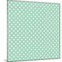 White Polka Dots on a Retro Vintage Mint Green Background-IngaLinder-Mounted Art Print