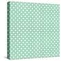 White Polka Dots on a Retro Vintage Mint Green Background-IngaLinder-Stretched Canvas