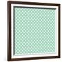 White Polka Dots on a Retro Vintage Mint Green Background-IngaLinder-Framed Art Print