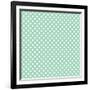 White Polka Dots on a Retro Vintage Mint Green Background-IngaLinder-Framed Art Print