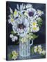 White Poppies, Marguerites and Philadelphus-Joan Thewsey-Stretched Canvas