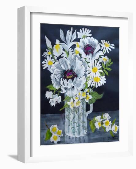 White Poppies, Marguerites and Philadelphus-Joan Thewsey-Framed Giclee Print