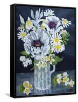 White Poppies, Marguerites and Philadelphus-Joan Thewsey-Framed Stretched Canvas