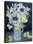 White Poppies, Marguerites and Philadelphus-Joan Thewsey-Stretched Canvas