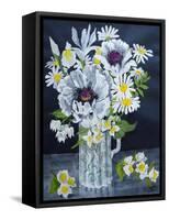 White Poppies, Marguerites and Philadelphus-Joan Thewsey-Framed Stretched Canvas