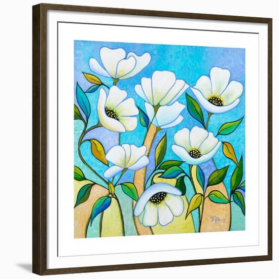 White Poppies-Peggy Davis-Framed Giclee Print