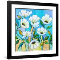 White Poppies-Peggy Davis-Framed Giclee Print