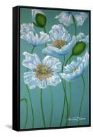 White Poppies-Cherie Roe Dirksen-Framed Stretched Canvas