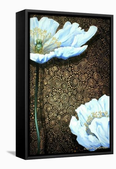 White Poppies-Cherie Roe Dirksen-Framed Stretched Canvas