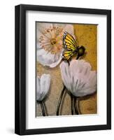 White Poppy with Butterfly-Cherie Roe Dirksen-Framed Giclee Print