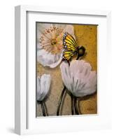 White Poppy with Butterfly-Cherie Roe Dirksen-Framed Giclee Print