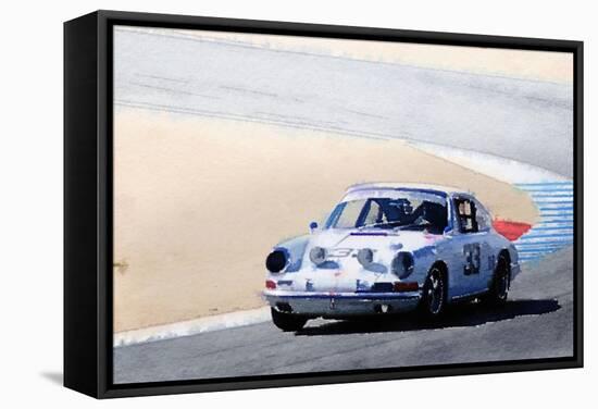 White Porsche 911 in Monterey Watercolor-NaxArt-Framed Stretched Canvas