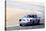 White Porsche 911 in Monterey Watercolor-NaxArt-Stretched Canvas