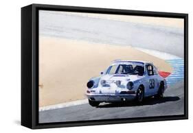 White Porsche 911 in Monterey Watercolor-NaxArt-Framed Stretched Canvas
