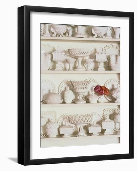 White Pottery on Shelves-Francis Hammond-Framed Photographic Print