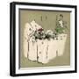 White Puppy Sleeps on a Bed-Cecil Aldin-Framed Art Print