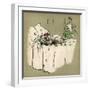 White Puppy Sleeps on a Bed-Cecil Aldin-Framed Art Print