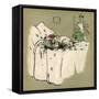 White Puppy Sleeps on a Bed-Cecil Aldin-Framed Stretched Canvas