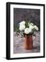 White Ranunculus Flowers Brown Background-Anna Pustynnikova-Framed Photographic Print