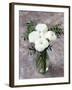 White Ranunculus Flowers in Vase Grey Background-Anna Pustynnikova-Framed Photographic Print