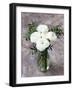 White Ranunculus Flowers in Vase Grey Background-Anna Pustynnikova-Framed Photographic Print