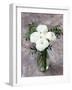 White Ranunculus Flowers in Vase Grey Background-Anna Pustynnikova-Framed Photographic Print