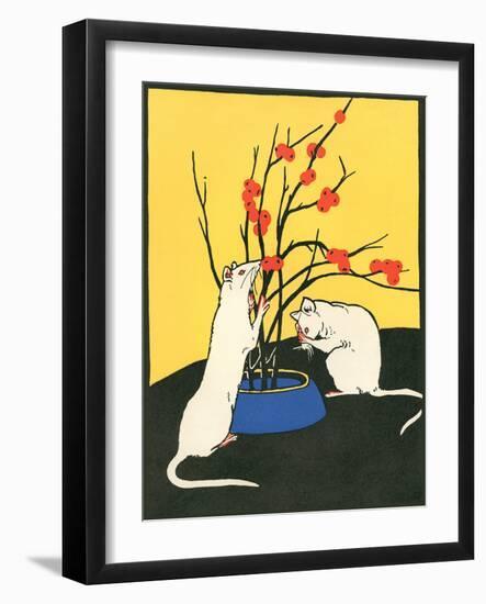 White Rats, Red Berries-null-Framed Art Print