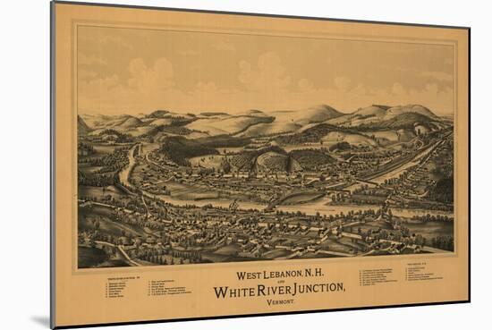 White River Junction, Vermont - Panoramic Map-Lantern Press-Mounted Art Print