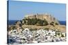 White Rooftops of Lindos with the Acropolis of Lindos, Rhodes, Dodecanese, Greek Islands, Greece-Chris Hepburn-Stretched Canvas