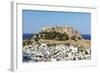 White Rooftops of Lindos with the Acropolis of Lindos, Rhodes, Dodecanese, Greek Islands, Greece-Chris Hepburn-Framed Photographic Print